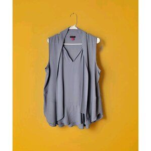 Vince Camuto Blouse Large Sleeveless Tie Neck Sheer Lavender Professional Light